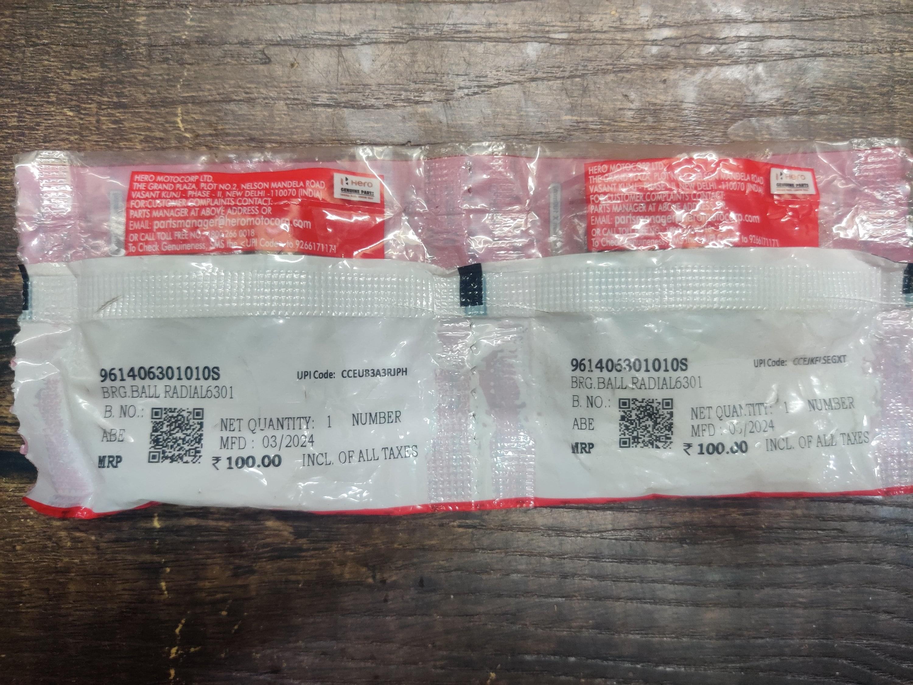 FRONT WHEEL BEARINGS 6301RS SPLENDOR+